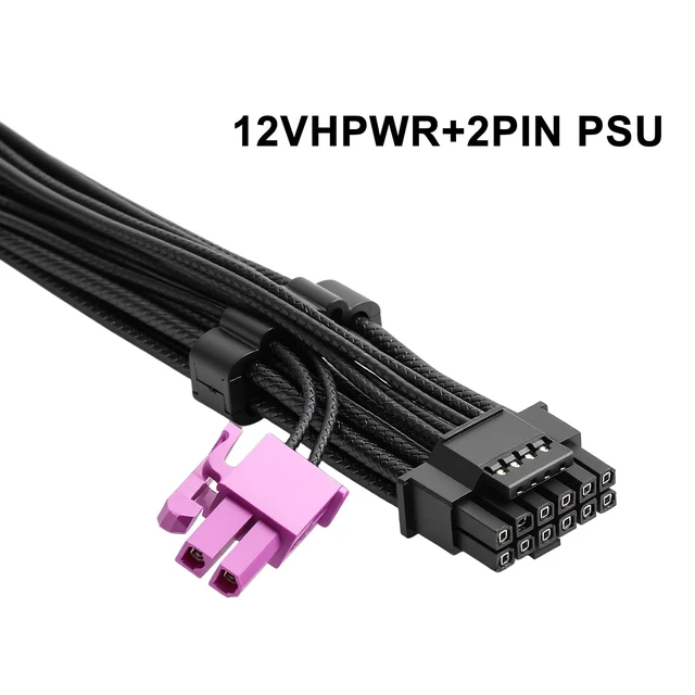Alt view image 3 of 6 - 12VHPWR+2P to 12+4Pin Power Cable for ASUS ROG Thor III power supplies | 16AWG+24AWG tinned copper textured wire, 27.56in length, perfect for ROG Thor III series power supplies.