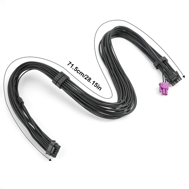 Alt view image 5 of 6 - 12VHPWR+2P to 12+4Pin Power Cable for ASUS ROG Thor III power supplies | 16AWG+24AWG tinned copper textured wire, 27.56in length, perfect for ROG Thor III series power supplies.