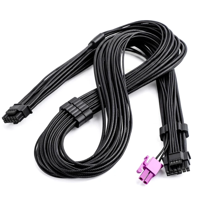 Alt view image 6 of 6 - 12VHPWR+2P to 12+4Pin Power Cable for ASUS ROG Thor III power supplies | 16AWG+24AWG tinned copper textured wire, 27.56in length, perfect for ROG Thor III series power supplies.