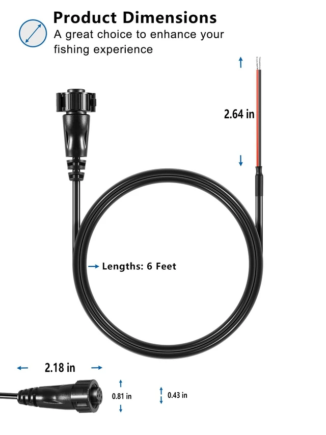 Alt view image 7 of 7 - 720085-1 Power Cable 6 Feet, PC12 Power Cord 8-Pin for Solix, Onix | Compatible with Humminbird Solix and Onix Series All Models