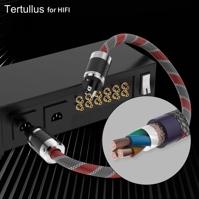 Alt view image 6 of 7 - Audiophile HiFi Power Cord 5N OFC AC Main US Power Supply Cable with Carbon Fiber Plug IEC320-C15 Female Connector 125V/15A,for Speaker, Subwoofer, Turntable, Amp, Dac (1M/3.28ft)