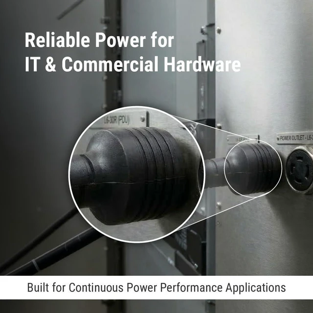 Alt view image 3 of 7 - L6-20P to C13 Locking Power Cord, 15 ft, 14 AWG, 15A/250V | Heavy Duty 14 AWG AC Power Cord, 15A/250V, with Black SJT Jacket and L6-20P to C13 Connectors
