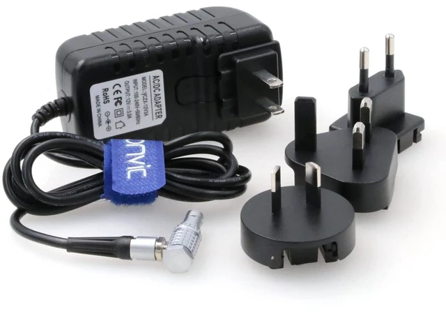 Alt view image 2 of 4 - Right Angle 2 Pin to AC Teradek Power Adapter Cable with US EU Plugs