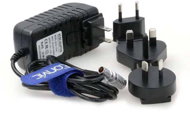 Alt view image 3 of 4 - Right Angle 2 Pin to AC Teradek Power Adapter Cable with US EU Plugs