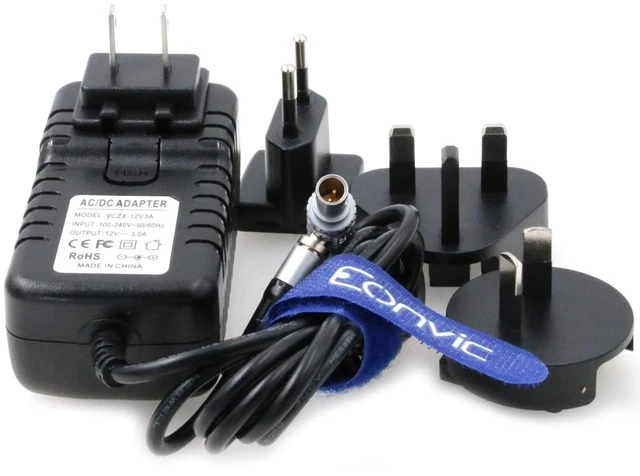 Main image of Right Angle 2 Pin to AC Teradek Power Adapter Cable with US EU Plugs