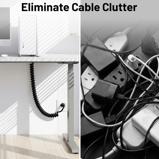 Alt view image 5 of 7 - Universal 15ft Power Coiled Cord, 3-Prong Pure Copper ETL, Black | 13A 125V,16AWG NEMA 5-15P to C13 Universal TV Power Spring Cable for Computer, PC, Desktop, Printer, Scanner ,radio Black(S)