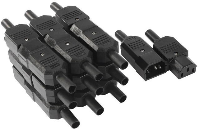 Main image of 10Pair AC250V 10A IEC C14 Male C13 Female, 3 Pins Terminals Inline Adapter Plug Power Socket Connectors