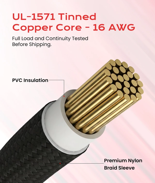 Alt view image 7 of 7 - 12VHPWR GPU Power Extension Cable | 45cm | PCIe 5.0 for RTX 5090, 5080, 5070, 12+4 to 4x8 Pin, 600W 16AWG