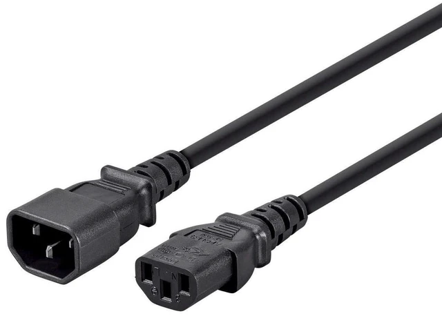 Main image of Power Cord - IEC 60320 C20 to IEC 60320 C13, 15 Amp, 1875 Watt, 3-Prong, 14AWG, 6 Feet, Black, 25 Feet