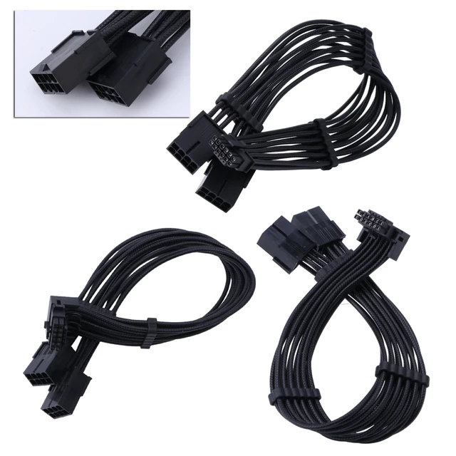 Alt view image 2 of 7 - for RTX4000 Series 2X 8Pin Female to PCIE 5.0 12+4 16Pin Video Card Cable 12VHPWR PCIE 5.0 Straight/Elbow Head Cable