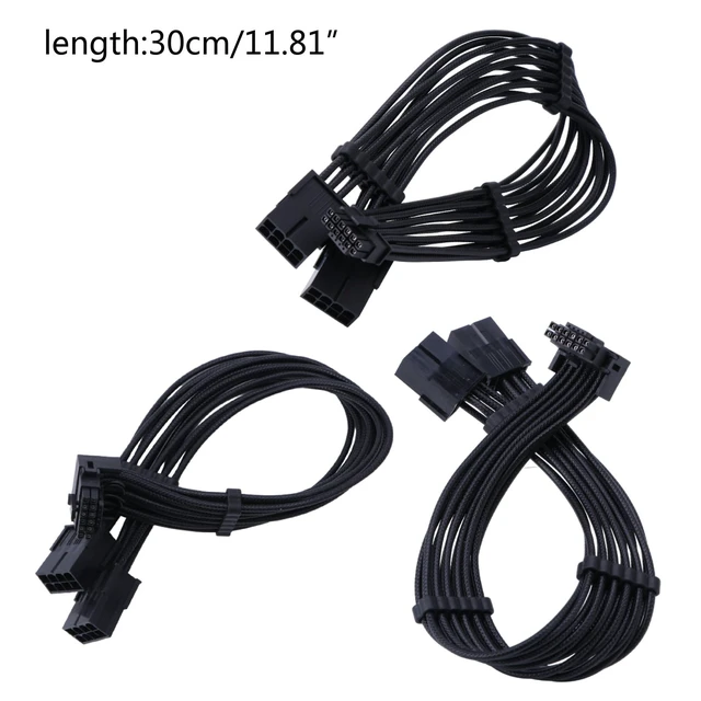 Alt view image 3 of 7 - for RTX4000 Series 2X 8Pin Female to PCIE 5.0 12+4 16Pin Video Card Cable 12VHPWR PCIE 5.0 Straight/Elbow Head Cable