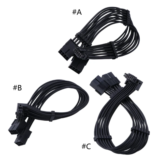 Alt view image 6 of 7 - for RTX4000 Series 2X 8Pin Female to PCIE 5.0 12+4 16Pin Video Card Cable 12VHPWR PCIE 5.0 Straight/Elbow Head Cable
