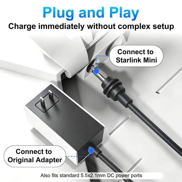 Alt view image 4 of 7 - Starlink Mini DC Power Cable 32.8FT/10M, 18AWG Waterproof Replacement DC Power Cord, Male to Male Charging Cable, Starlink Mini Accessories, Ideal for RV, Van, Truck, Camping