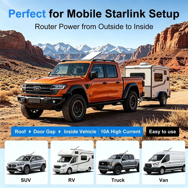 Alt view image 7 of 7 - Starlink Mini DC Power Cable 32.8FT/10M, 18AWG Waterproof Replacement DC Power Cord, Male to Male Charging Cable, Starlink Mini Accessories, Ideal for RV, Van, Truck, Camping