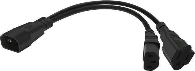 Alt view image 2 of 6 - 4-Pack C14 to C13+NEMA 5-15R Y Splitter Power Plug Cord,Single C14 Male to C13+Nema 5-15R Female Splitter Adapter Cable Cord,30cm