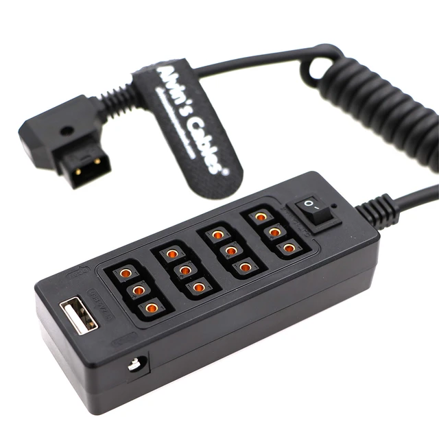Alt view image 4 of 7 - Alvin's Cables D-tap Splitter Cable with Power Switch Male DTap to 4 Female D Tap 2 DC USB for V-Mount Battery for ARRI/RED Camera LCD Monitor LED Video Light Bidirectional Pluggable