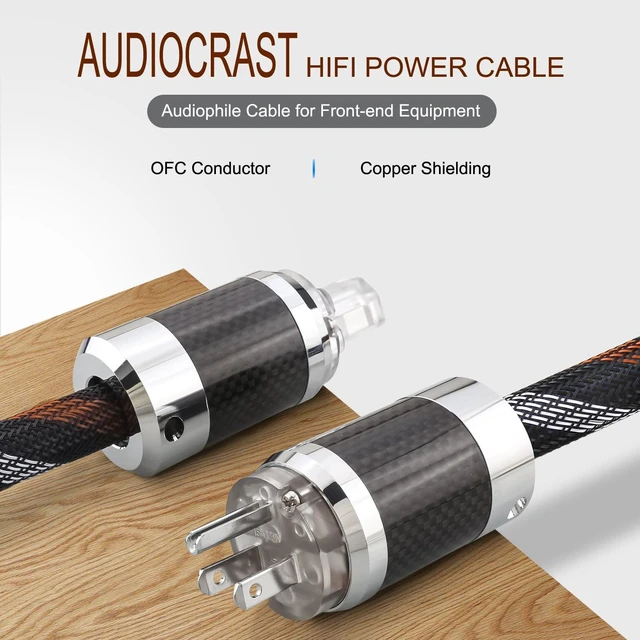 Alt view image 2 of 7 - Audiocrast HiFi Power Cord, 4.9FT/1.5M, 15MM, 125V 15A, Copper Shielding, OFC Conductor, Hi-End Audio AC Power Cable, Audiophile Power Wire with US Plug+IEC C15 Connector