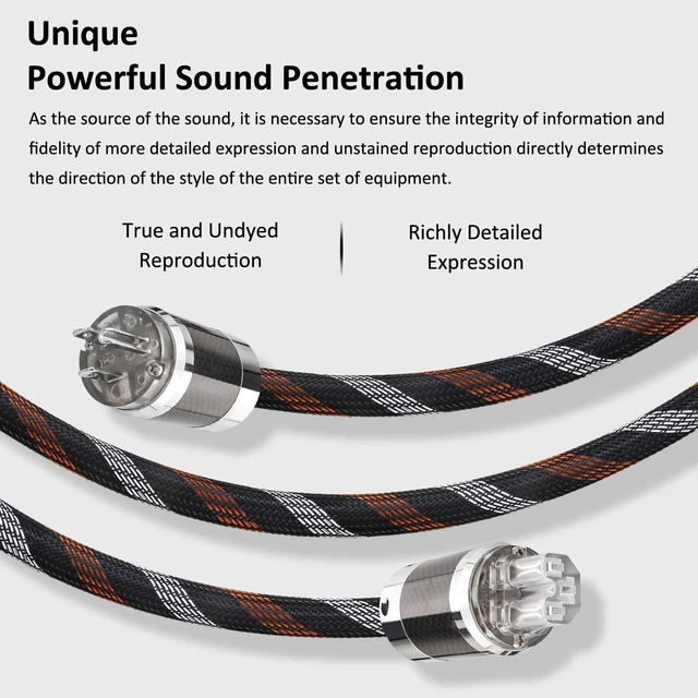 Alt view image 3 of 7 - Audiocrast HiFi Power Cord, 4.9FT/1.5M, 15MM, 125V 15A, Copper Shielding, OFC Conductor, Hi-End Audio AC Power Cable, Audiophile Power Wire with US Plug+IEC C15 Connector
