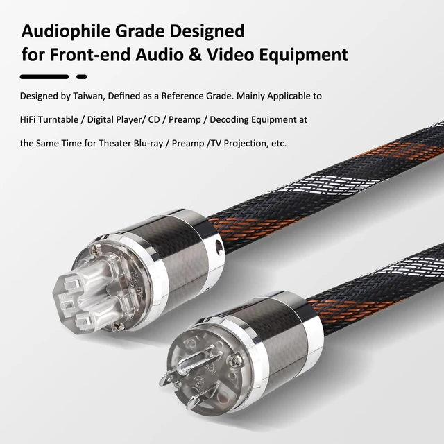 Alt view image 4 of 7 - Audiocrast HiFi Power Cord, 4.9FT/1.5M, 15MM, 125V 15A, Copper Shielding, OFC Conductor, Hi-End Audio AC Power Cable, Audiophile Power Wire with US Plug+IEC C15 Connector