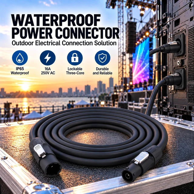 Alt view image 2 of 7 - Hand-Built Professional powerCON True1 SAC3MX to SAC3FX Power True 14WAG Extension IP65 Power Cable (15Feet)