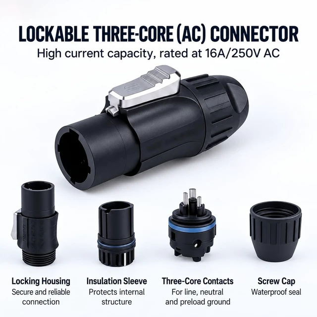 Alt view image 4 of 7 - Hand-Built Professional powerCON True1 SAC3MX to SAC3FX Power True 14WAG Extension IP65 Power Cable (15Feet)