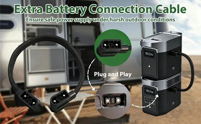 Alt view image 7 of 7 - for EcoFlow Extra Battery Power Cord - 40 Inch Gray Braided Connection Cable for Delta Max/Delta 2/Delta 3 Series & Wave 2/3, Incompatible with Pro/Pro 3/Ultra/3 Max