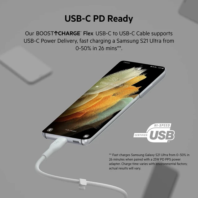 Alt view image 2 of 7 - USB C to USB C Cable 9.9ft iPhone Charger Cord | soft-touch silicone finish, includes cable clip, iPhone 16, Samsung Galaxy S25, Pixel 9, Nintendo Switch 2, everyday cable