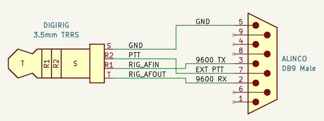 Alt view image 4 of 4 - Mobile 9600 baud Audio Cable for Alinco DR-135T
