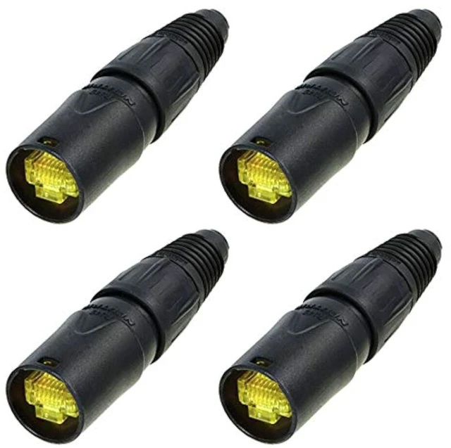 Main image of (4-Pack) Genuine Neutrik NE8MX-B-1 Ethercon Cable Connector Black Chromium Housing