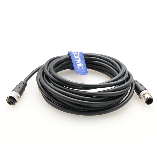 Alt view image 2 of 4 - M12 Cable 3 Pin A Code Male to Female Waterproof Aviation Sensor Cable Plug Shielded Injection Moulding Industrial Electrical PVC Cable 5m