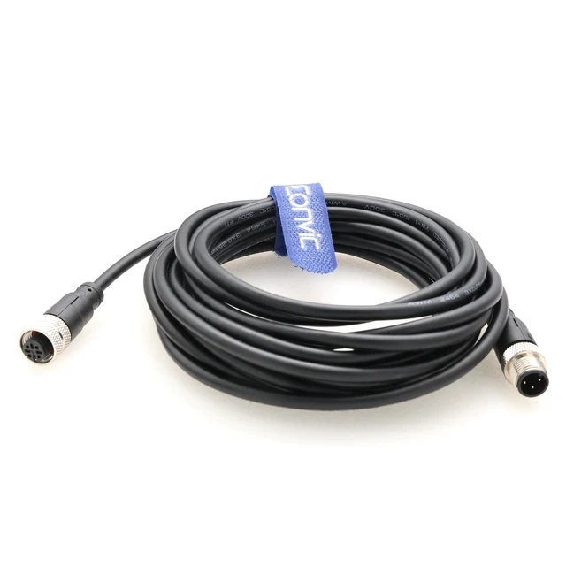 Alt view image 3 of 4 - M12 Cable 3 Pin A Code Male to Female Waterproof Aviation Sensor Cable Plug Shielded Injection Moulding Industrial Electrical PVC Cable 5m