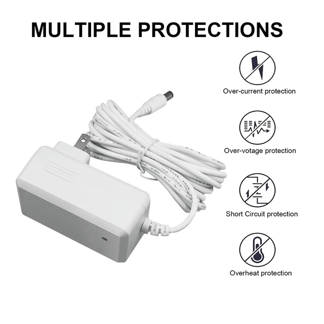 Alt view image 5 of 6 - Power Cord Replacement for Zima Dental Pod&Pod PRO Ultrasonic Cleaner | 12V 1.5A Charger Cord Wire (10 Feet)