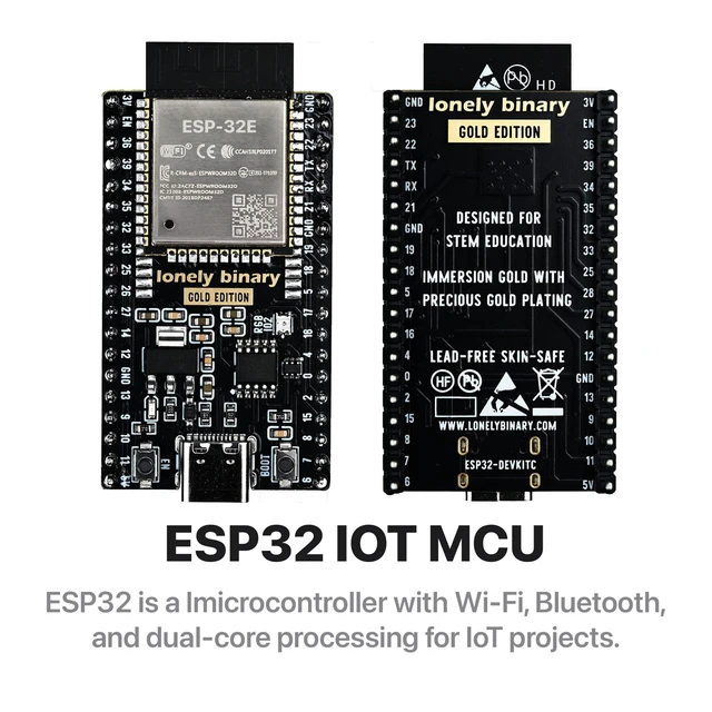 Alt view image 6 of 7 - 3-Pack ESP32 Gold WiFi BT 3 Expansion Bases for C++ | Dual Core WiFi Bluetooth MCU, Screw & Non-Screw Expansion Boards, Type C Compatible with C++