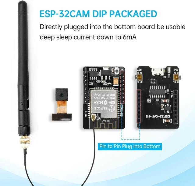 Alt view image 4 of 7 - 2 Pcs ESP32 CAM Development Board,OV3660 Camera for ESP32-CAM MB Micro USB WiFi/Bluetooth Development Board,DC 5V Dual Core Development Board with 2.5G Antennas IPEX, TF Card Module