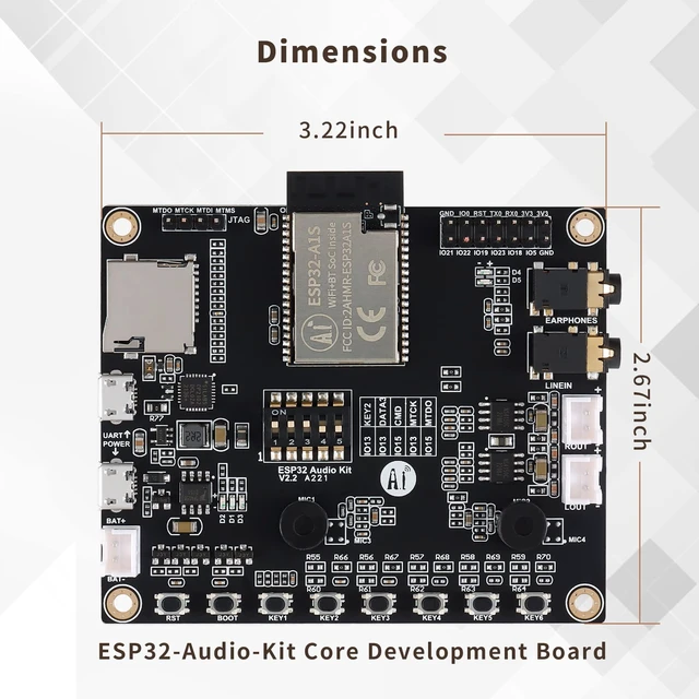 Alt view image 5 of 7 - ESP32-Audio-Kit Audio Development Board, ESP32-A1S Audio Development Board Module, WiFi+Bluetooth Module, ESP32 Serial Port to WiFi ESP32 Audio Kit/ESP32 Ethernet