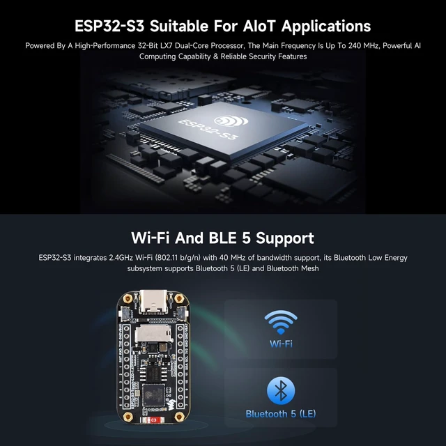 Alt view image 5 of 7 - ESP32-S3 1.47inch Touch Display Development Board, 172×320 Resolution, 262K Display Color, Supports 2.4GHz Wi-Fi/BLE 5, 240MHz LX7 Dual-core Processor