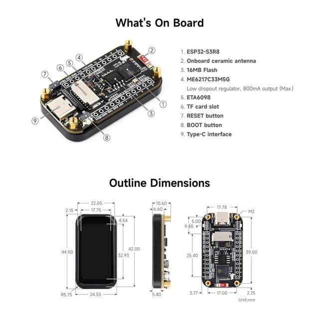 Alt view image 7 of 7 - ESP32-S3 1.47inch Touch Display Development Board, 172×320 Resolution, 262K Display Color, Supports 2.4GHz Wi-Fi/BLE 5, 240MHz LX7 Dual-core Processor