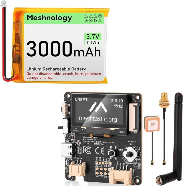 Main image of Meshnology Wio Tracker L1 Development Board + 3000mah Battery with SX1262 nRF52840 Blue Tooth GPS 1.3" OLED Display, Battery Type-C and Solar Charge, Rich Interface for Ar duino Meshtastic LoRa IoT