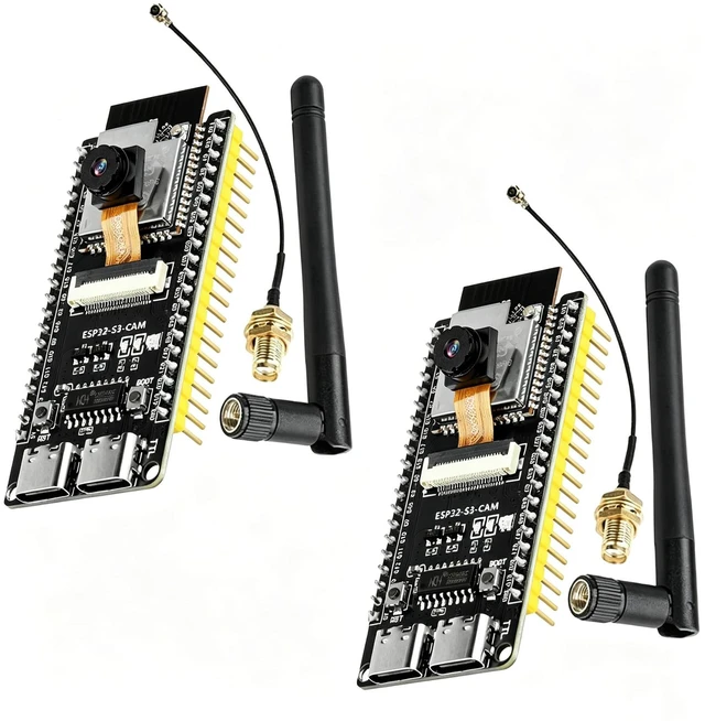 Main image of ESP32-S3-CAM Development Board with OV3660 Camera +Antenna, 16MB Flash 8MB PSRAM ESP32-S3 N16R8 Module with Dual USB-C WiFi BT MCU Microcontroller for IoT, MicroPython,DIY Projects and AI Project
