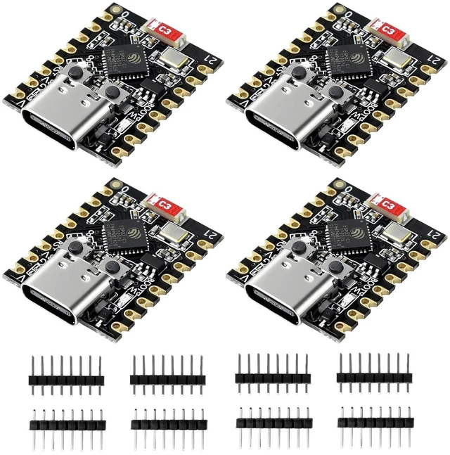Main image of 4Pcs ESP32-C3 Mini Development Board,ESP32 Supermini Board with WiFi/Bluetooth 5.0 ESP32 Mini Module, RISC-V 32-bit CPU, 160MHz, 400KB SRAM, Ideal for IoT Arduin0 Wearables & Smart Home(4-Pack)