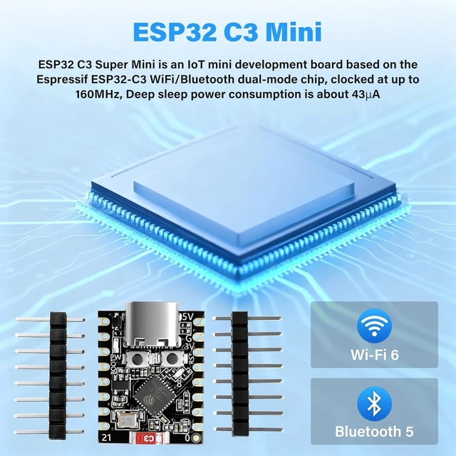 Alt view image 2 of 6 - 4Pcs ESP32-C3 Mini Development Board,ESP32 Supermini Board with WiFi/Bluetooth 5.0 ESP32 Mini Module, RISC-V 32-bit CPU, 160MHz, 400KB SRAM, Ideal for IoT Arduin0 Wearables & Smart Home(4-Pack)