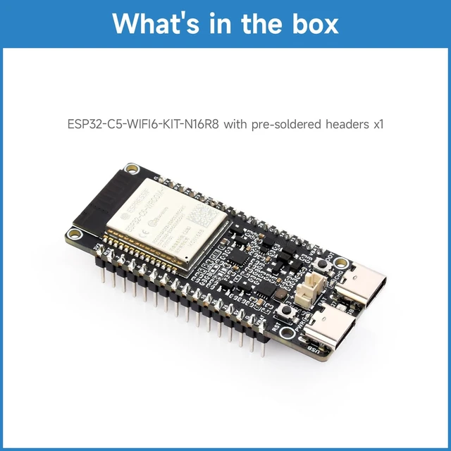Alt view image 2 of 7 - ESP32-C5-Dual-Band Wi-Fi 6 IoT Gateway Dev Board with RISC-V Processor, BLE 5, Zigbee & Thread, 240MHz CPU, 384KB Static Ram, 16MB Flash, with Pre-soldered Pins