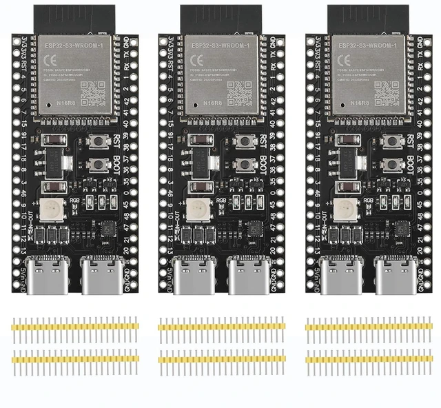Main image of 3pcs ESP32 S3 Development Board N16R8 ESP WROOM 32 S3 WiFi+Bluetooth | IoT Type-C Core Board Development Hat WiFi + Bluetooth MCU Module, Dual Type-C ESP32-S3 DevKitC 1