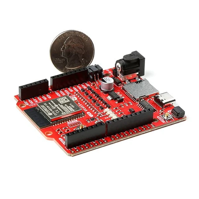 Alt view image 4 of 5 - IoT RedBoard - ESP32 Development Board -ESP32 WROOM MCU Module USB-C Connector Qwiic Connector MicroSD Card -ESP32 Dimensions: 2.3in x 2.7in x 1.08in