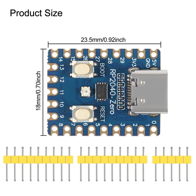 Alt view image 3 of 7 - 2PCS RP2040-Zero RP2040 Microcontroller PICO Development Board Dual-core 264KB Cortex M0+ Processor 2MB Flash Micro Controller