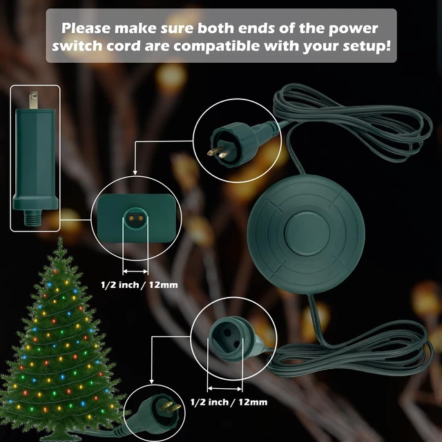Alt view image 2 of 6 - Lights Mode Power Cord for Christmas X-Mas Tree Lights, Holiday Lighting, LED String Light 1/2in TS-LU6W TS-LU13W TS-8W29V TS-13W29V TS-18W28V TS-20WL12V TS-26W29V TS-48W29V (8 Light Modes)