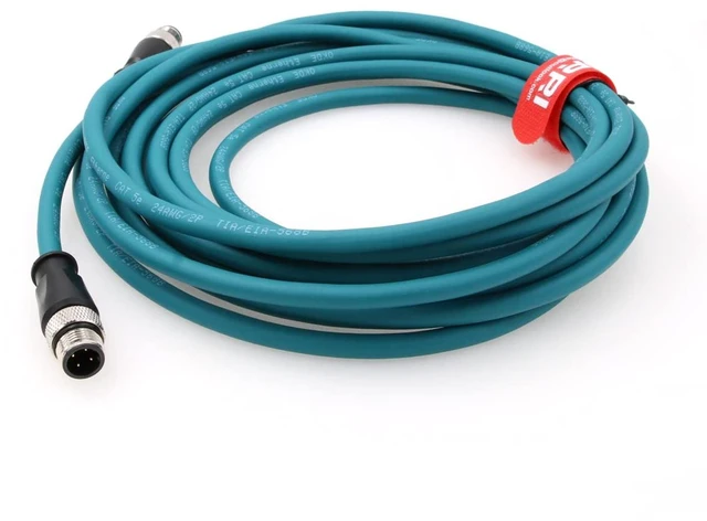 Main image of M12 4Pin D-Code Male to D-Code Male Extension Ethernet Shielded Cat5 Cable (10M, Blue)