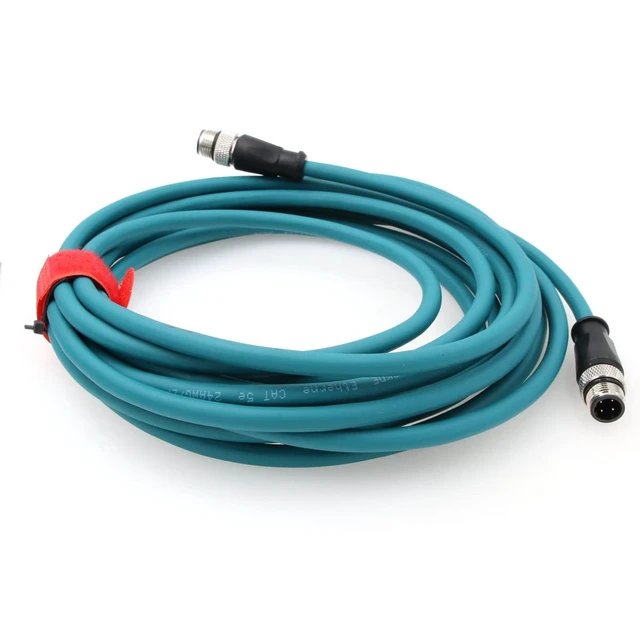 Alt view image 4 of 4 - M12 4Pin D-Code Male to D-Code Male Extension Ethernet Shielded Cat5 Cable (10M, Blue)