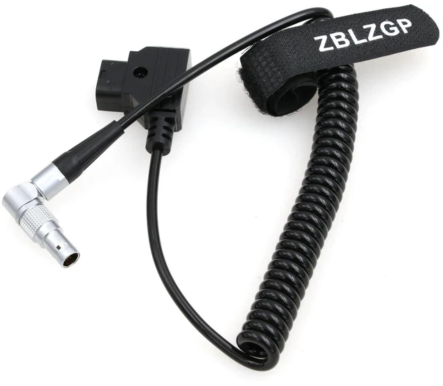 Main image of D-tap to Rotatable Right Angle 4 Pin Male Coiled Power Cable for Zacuto Kameleon EVF