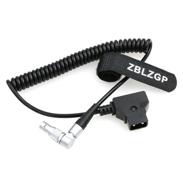 Alt view image 3 of 7 - D-tap to Rotatable Right Angle 4 Pin Male Coiled Power Cable for Zacuto Kameleon EVF